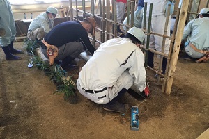 縁石設置中